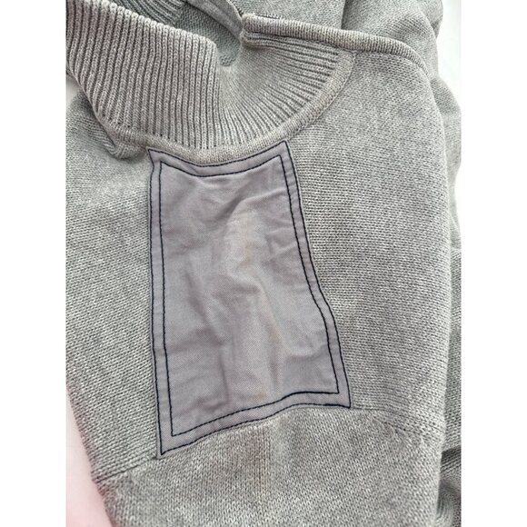 Shanghai Tang Men's Grey Knit Zip Sweater XL Cotton Dragon Patches - Picture 7 of 8